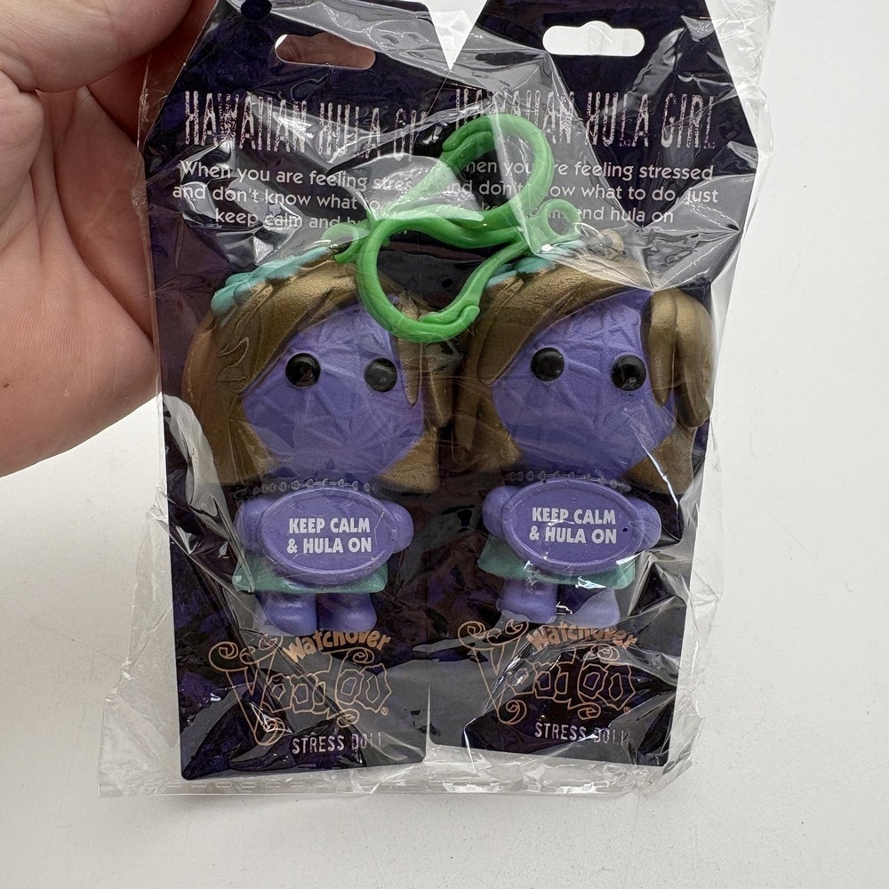 Watchover Voodoo Hawaiian Hula Girl Mini Purple Stress Doll Set Of 2 Keychains